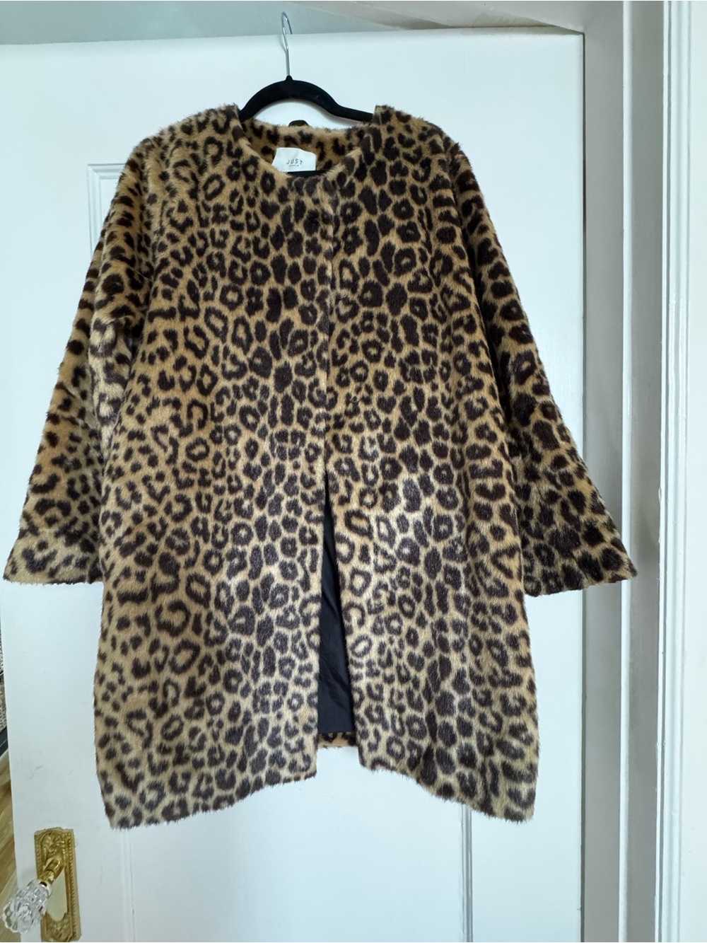 Just Female Leopard Faux-Fur Teddy Jacket - Brown/Black